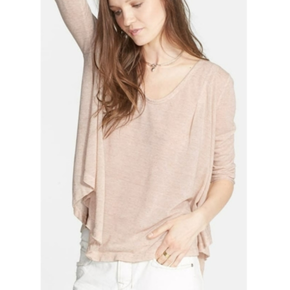 Free People Tops - Free People We The Free Flowing Oversized Marled Hi-Lo V-Neck Long Sleeve Blouse